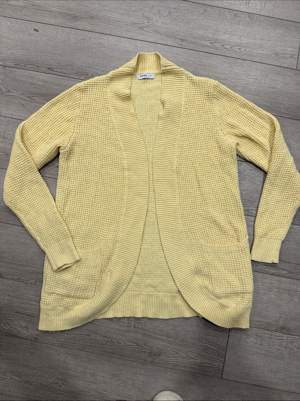 Flowy Open Knit Cardigan Sweater - Yellow